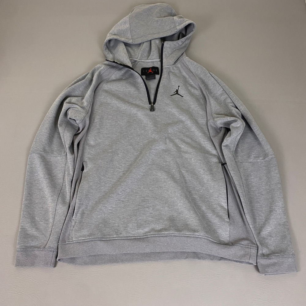 Nike Air Jordan Sport 1/2 Half Zip Hoodie Men's Size Large Gray Hoodie Heathered